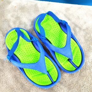 CROCS toddler green and blue sandals 6/7